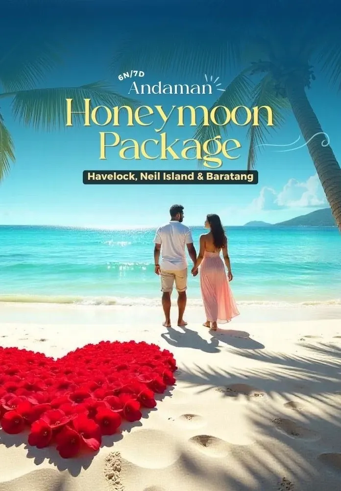 Couple enjoying a dreamy honeymoon holiday package at a tropical destination with scenic landscapes.